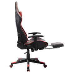 Greatstore Gaming stol z oporo za noge črno in rdeče umetno usnje