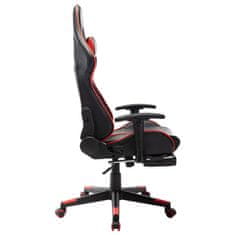 Vidaxl Gaming stol z oporo za noge črno in rdeče umetno usnje