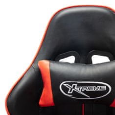 Vidaxl Gaming stol z oporo za noge črno in rdeče umetno usnje