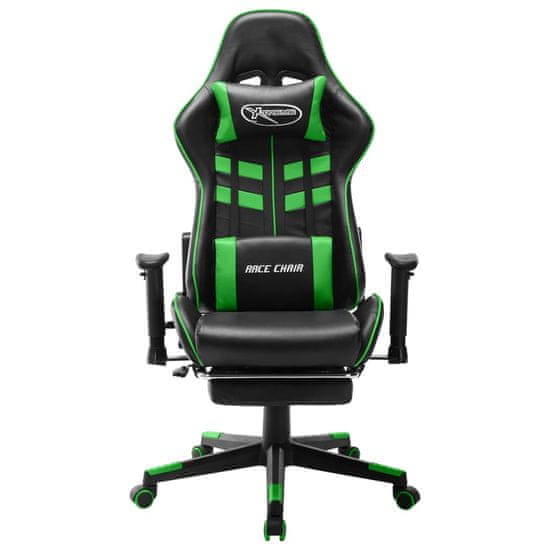 Vidaxl Gaming stol z oporo za noge črno in zeleno umetno usnje