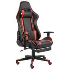 Greatstore Vrtljiv gaming stol z naslonjalom za noge rdeč PVC