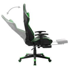 shumee Gaming stol z oporo za noge črno in zeleno umetno usnje