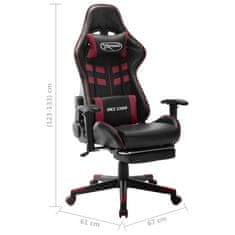 Vidaxl Gaming stol z oporo za noge črno in vinsko rdeče umetno usnje