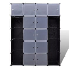 Vidaxl Modularna omara s 14 predelki črna in bela 37x146x180,5 cm