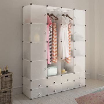 shumee vidaXL Modularna omara z 18 predelki bela 37x146x180,5 cm