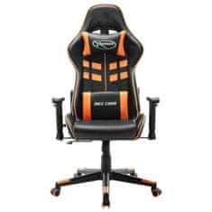 Vidaxl Gaming stol črno in oranžno umetno usnje