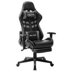 Vidaxl Gaming stol z oporo za noge črno in sivo umetno usnje
