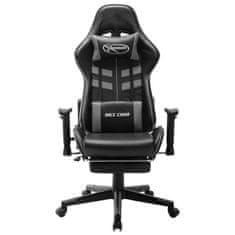 Vidaxl Gaming stol z oporo za noge črno in sivo umetno usnje