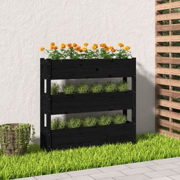 Vidaxl vidaXL Rožno korito, črno, 112 x 25 x 104,5 cm, masivni borov les