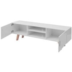 Greatstore TV stojalo MDF 150x35x48,5 visok sijaj bele barve