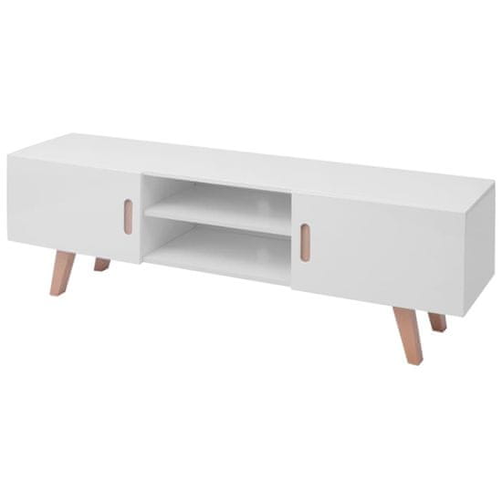 Vidaxl TV stojalo MDF 150x35x48,5 visok sijaj bele barve