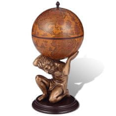 Greatstore Globus z barom / stojalo za vino Atlas dizajn 42x42x85 cm
