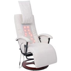 Vidaxl Shiatsu masažni stol belo umetno usnje