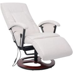 Vidaxl Shiatsu masažni stol belo umetno usnje