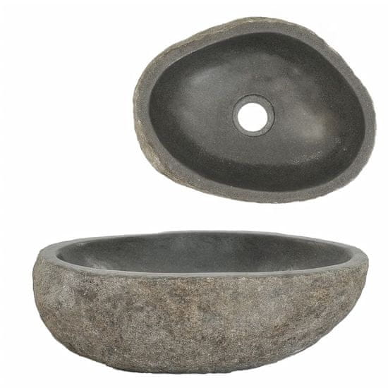 Vidaxl Umivalnik iz rečnega kamna ovalen 30-37 cm