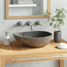 Vidaxl vidaXL Umivalnik iz rečnega kamna, ovalen, (37-46) x (29-36) cm
