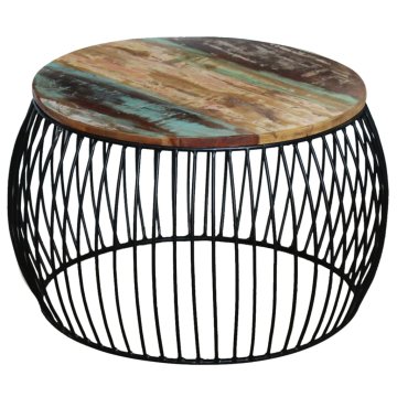 Vidaxl Klubska mizica okrogla trden predelan les 68x43 cm