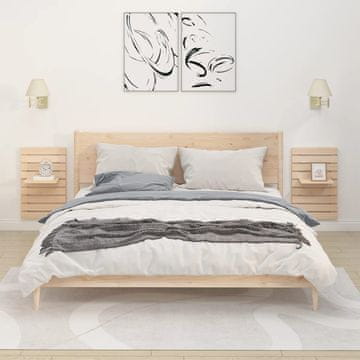 Greatstore Stenske nočne police 2 kosa trdna borovina