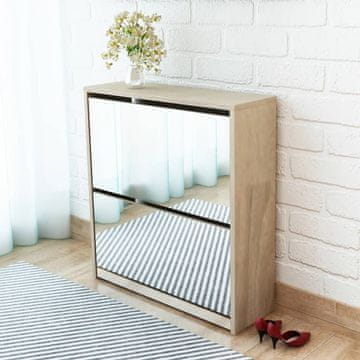 Vidaxl vidaXL Omarica za čevlje z 2 policama in ogledalom, hrastov zaključek 63x17x67 cm