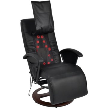 Vidaxl Shiatsu masažni stol črno umetno usnje