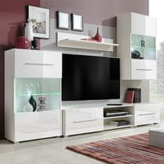 Greatstore 5-Delni komplet pohištva TV enota in LED osvetlitev bele barve