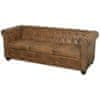 Chesterfield kotni kavč trosed umetno usnje rjave barve