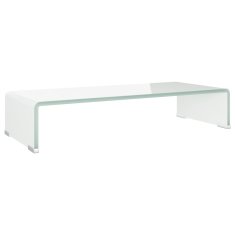 Vidaxl Stojalo za TV/Računalniški Zaslon Belo Steklo 60x25x11 cm