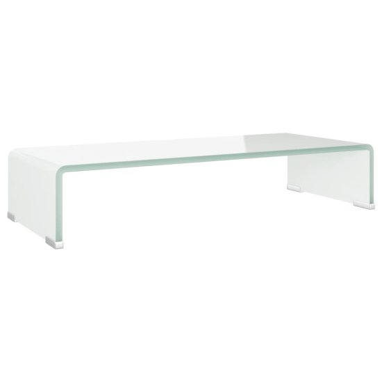 Vidaxl Stojalo za TV/Računalniški Zaslon Belo Steklo 60x25x11 cm
