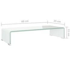 Vidaxl Stojalo za TV/Računalniški Zaslon Belo Steklo 60x25x11 cm