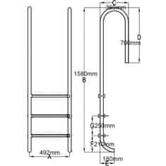 Greatstore Lestev za bazen s 3 stopnicami nerjaveče jeklo 304 120 cm