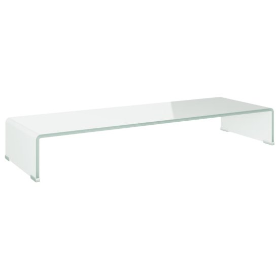 Vidaxl Stojalo za TV/Računalniški Zaslon Belo Steklo 90x30x13 cm