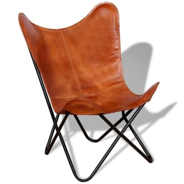 Greatstore Stol naslanjač rjavo pravo usnje