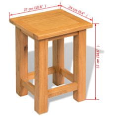 Vidaxl Odstavna mizica 27x24x37 cm trdna hrastovina