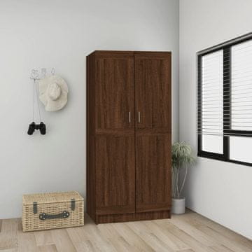 Greatstore Garderobna omara rjav hrast 82,5x51,5x180 cm inženirski les