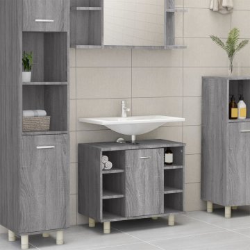 Vidaxl Kopalniška omarica siva sonoma 60x32x53,5 cm inženirski les