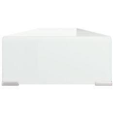 Vidaxl Stojalo za TV/Računalniški Zaslon Belo Steklo 110x30x13 cm