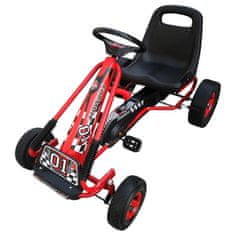 Greatstore Rdeči Go Kart na pedala z nastavljiv sedežem