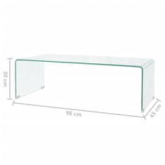 Vidaxl Klubska Mizica iz Kaljenega Stekla 100x48x33 cm Prosojna