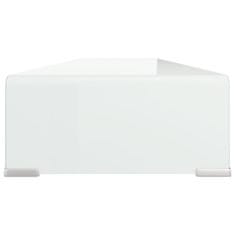 Vidaxl Stojalo za TV/Računalniški Zaslon Belo Steklo 120x30x13 cm