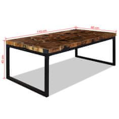 Vidaxl Klubska mizica iz tikovine in smole 110x60x40 cm