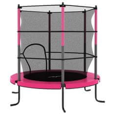 Vidaxl Trampolin z varnostno mrežo okrogel 140x160 cm roza