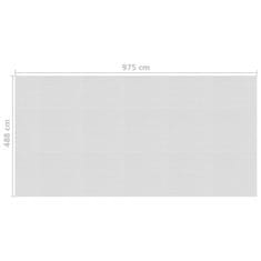 Vidaxl Plavajoča PE solarna folija za bazen 975x488 cm siva