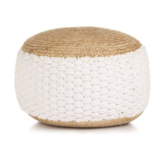 Vidaxl Tkan/pleten tabure iz jute in bombaža 50x35 cm bel