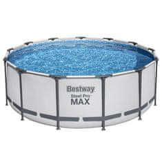 Greatstore Bestway Steel Pro MAX zunanji bazen z dodatki, okrogel, 396x122cm