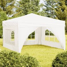 shumee Zložljiv vrtni šotor s stranicami bel 3x3 m