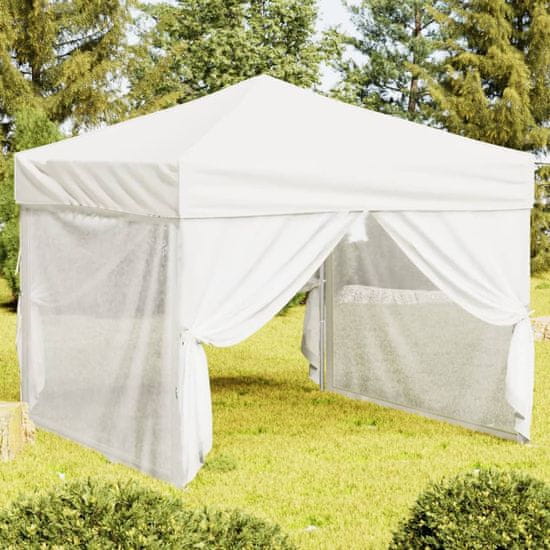 shumee Zložljiv vrtni šotor s stranicami bel 3x3 m