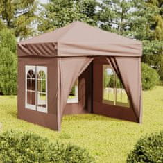 Vidaxl Zložljiv vrtni šotor s stranicami taupe 2x2 m