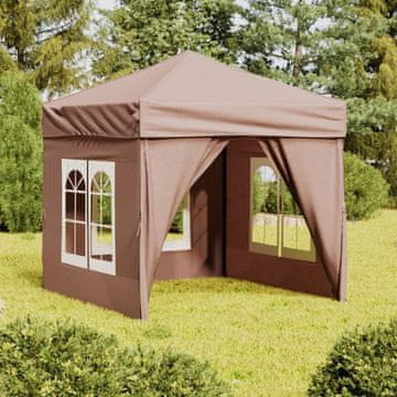 Vidaxl vidaXL Zložljiv šotor za zabave s stranicami, taupe, 2 x 2 m