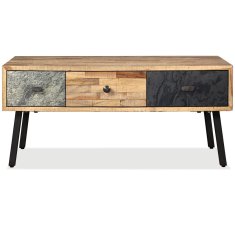 Vidaxl Klubska mizica iz trdne predelane tikovine 90x65x40 cm