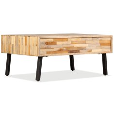 Vidaxl Klubska mizica iz trdne predelane tikovine 90x65x40 cm